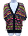 M Missoni Size Est. Small Green, Pink, Black Chevron Button Down Cardigan Green, Pink, Black / Est. Small