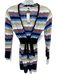 M Missoni Size 2 Brown, Blue, Gold Cotton Tie Front Horizontal Stripe Cardigan Brown, Blue, Gold / 2