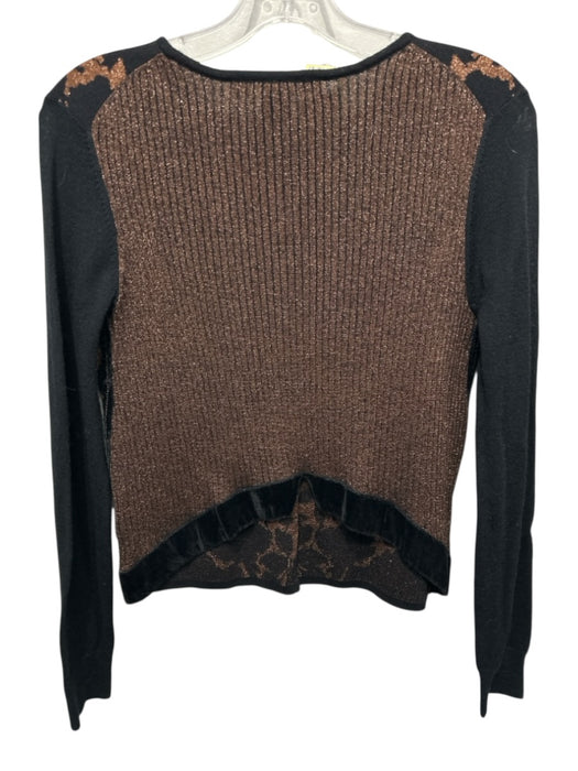 Marc By Marc Jacobs Size S Black & Brown Wool Blend Ribbed Detail Cardigan Black & Brown / S