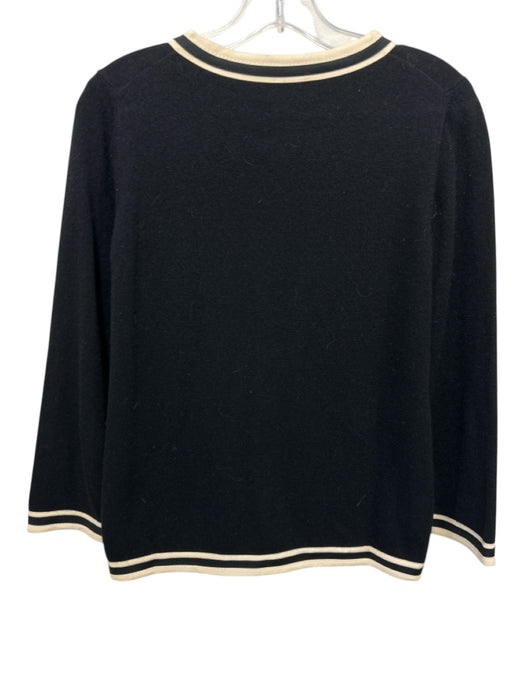 Balenciaga Paris Size S / 38 Black & Cream Wool Blend Trim Long Sleeve Cardigan Black & Cream / S / 38