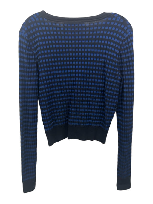 Diane Von Furstenberg Size S Blue & Black Viscose Ribbed Knit Cardigan Blue & Black / S