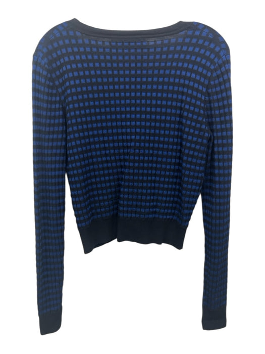 Diane Von Furstenberg Size S Blue & Black Viscose Ribbed Knit Cardigan Blue & Black / S