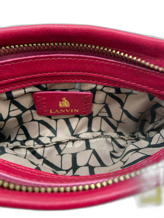 Lanvin Fuchsia Pink Leather Zip Top Keychain Wallet Wristlet Fuchsia Pink / Small