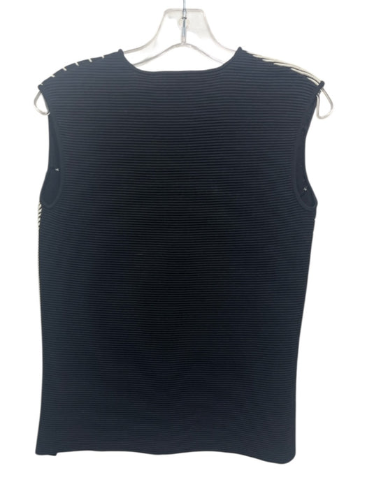 TiMo Weiland Size S Black & White Rayon Ribbed Knit Geometric Lines Top Black & White / S