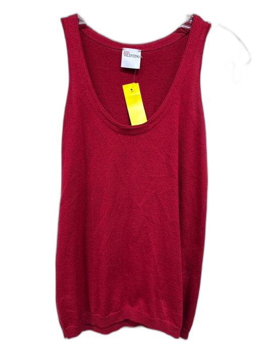 Red Valentino Size S Red Cotton & Cashmere Scoop Neck Sleeveless Tank Top Red / S