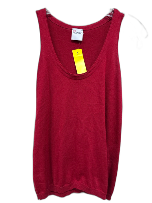Red Valentino Size S Red Cotton & Cashmere Scoop Neck Sleeveless Tank Top Red / S