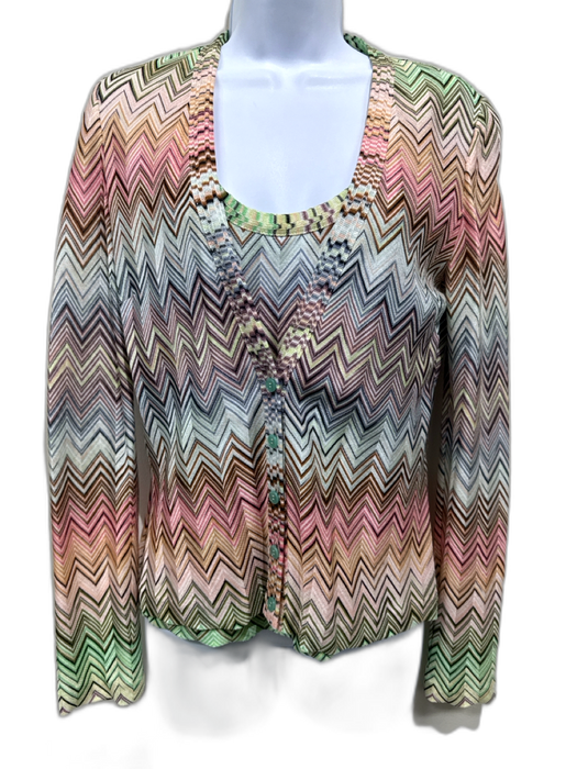 Missoni Size S Pink, Green, Multi Rayon Chevron Long Sleeve Skirt Set Pink, Green, Multi / S