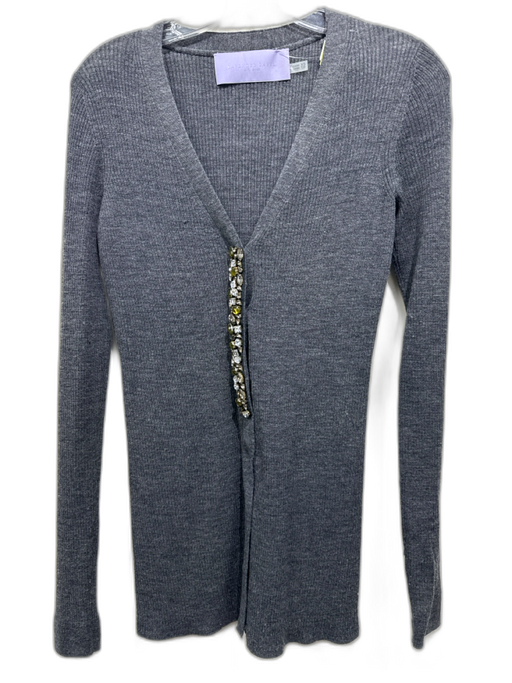 Lavender Label Vera Wang Size XS Charcoal Gray Merino Wool Ribbed Knit Cardigan Charcoal Gray / XS