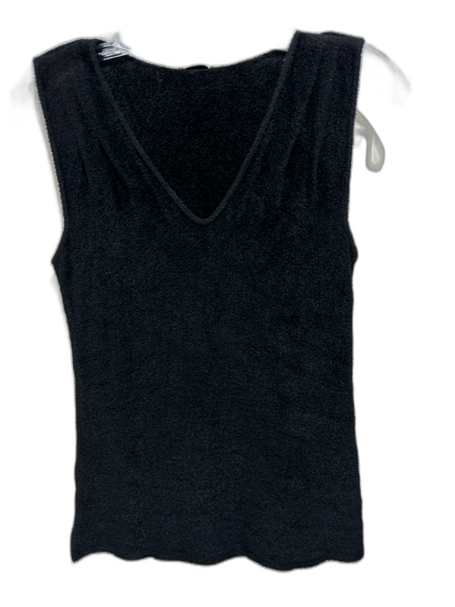 Giorgio Armani Size S / 38 Black Viscose & Polyamide Fuzzy V Neck Sleeveless Top Black / S / 38