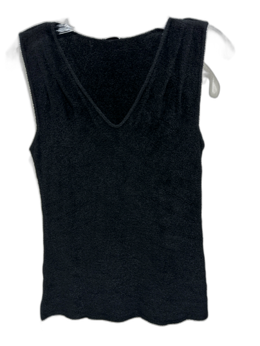 Giorgio Armani Size S / 38 Black Viscose & Polyamide Fuzzy V Neck Sleeveless Top Black / S / 38