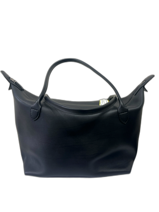 The Row Black Leather Zip Top Two Handles Shoulder Tote Wristlet Black / M