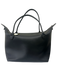 The Row Black Leather Zip Top Two Handles Shoulder Tote Wristlet Black / M