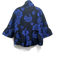 Patty Kim Size L Black & Blue Polyester Floral Embroidered High Neck Jacket Black & Blue / L