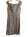 Tadashi Shoji Size 5 Brown Rayon Blend Sequin V Neck Off Shoulder Back Zip Dress Brown / 5