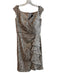 Tadashi Shoji Size 5 Brown Rayon Blend Sequin V Neck Off Shoulder Back Zip Dress Brown / 5