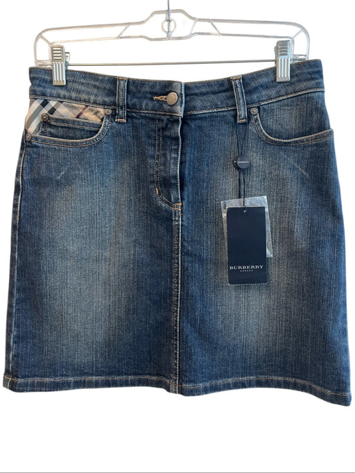 Burberry Size 6 Medium Wash Cotton Denim Zip Fly 5 Pocket Silver hardware Skirt Medium Wash / 6