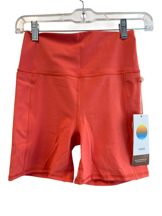 Vuori Size S Orange Polyester Blend High Rise Elastic Bike Shorts Shorts Orange / S