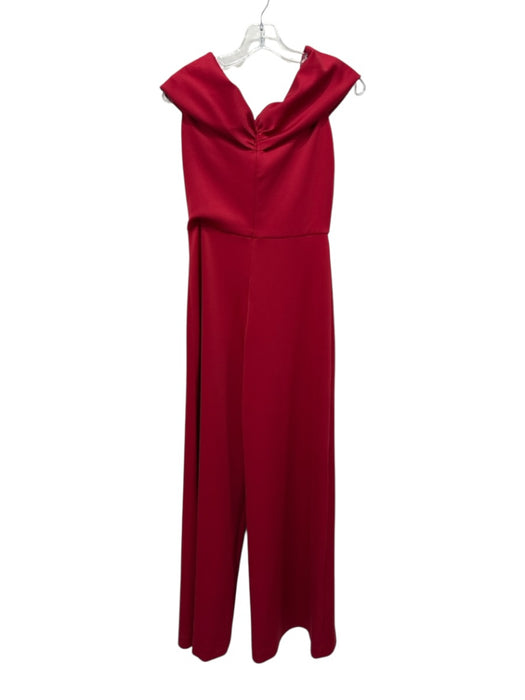 Black Halo Eve Size 4 Red Polyamide Twist Shoulder Strap Back Zip Jumpsuit Red / 4