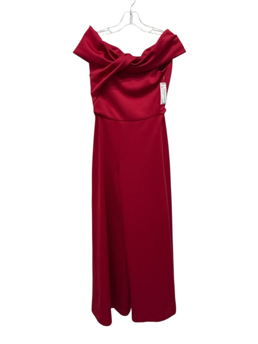 Black Halo Eve Size 4 Red Polyamide Twist Shoulder Strap Back Zip Jumpsuit Red / 4