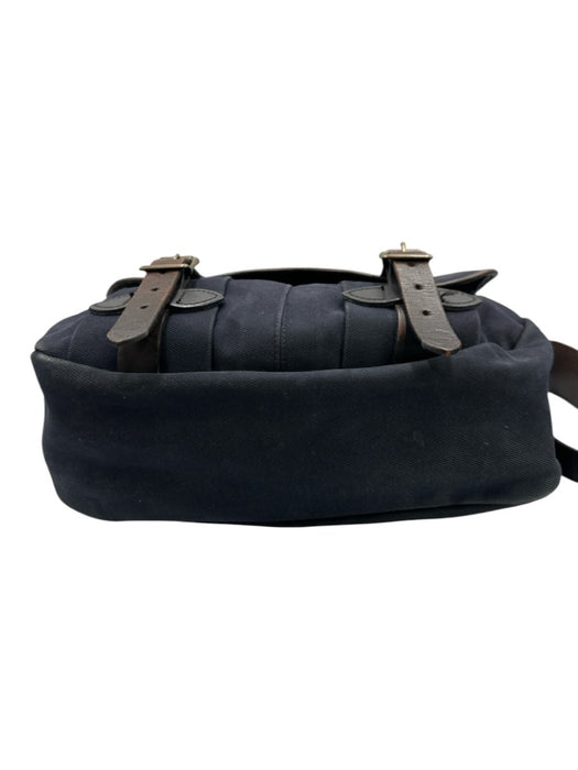 Filson Navy Blue Cotton & Leather Twill Buckle Close Flap Top Messenger Bag Navy Blue