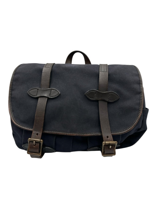 Filson Navy Blue Cotton & Leather Twill Buckle Close Flap Top Messenger Bag Navy Blue