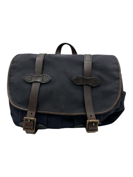 Filson Navy Blue Cotton & Leather Twill Buckle Close Flap Top Messenger Bag Navy Blue