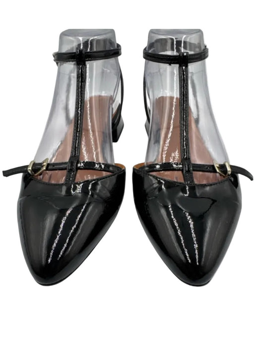 Souliers Sezane Shoe Size 38 Black Leather Upper Patent Strappy Pumps Black / 38