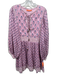 Oliphant Size L Pink & blue Cotton Floral Long Balloon Sleeve Tie Neck Dress Pink & blue / L