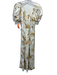 Reformation Size 8 Cream White, Yellow & Green Viscose Blend Botanical Dress Cream White, Yellow & Green / 8