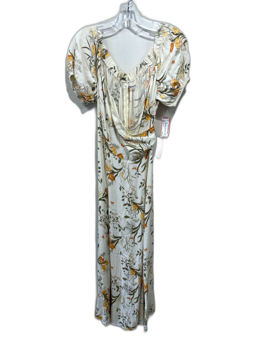 Reformation Size 8 Cream White, Yellow & Green Viscose Blend Botanical Dress Cream White, Yellow & Green / 8