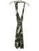 Zara Size S Cream White & Green Cotton Abstract Print Tie Neck Halter Dress Cream White & Green / S