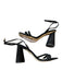 Sam Edelman Shoe Size 7 Black Suede Block Heel Ankle Strap Square Toe Sandals Black / 7