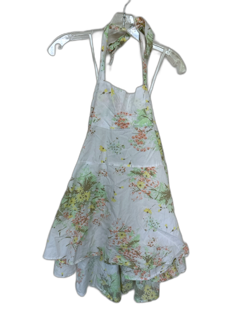 Free People Size XS Green & Peach Cotton Halter Neck Flowers Back Tie Dress Green & Peach / XS