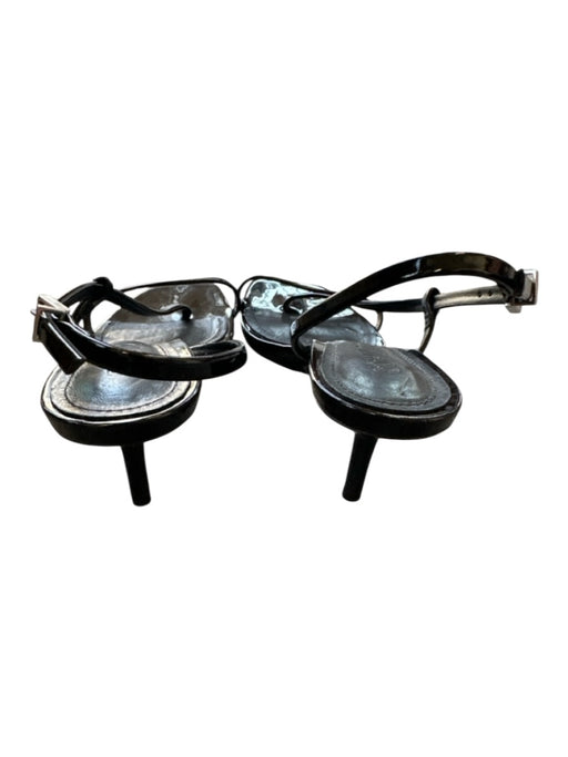 Schutz Shoe Size 6B Black Patent Leather Kitten Heel Square Toe Sandals Black / 6B