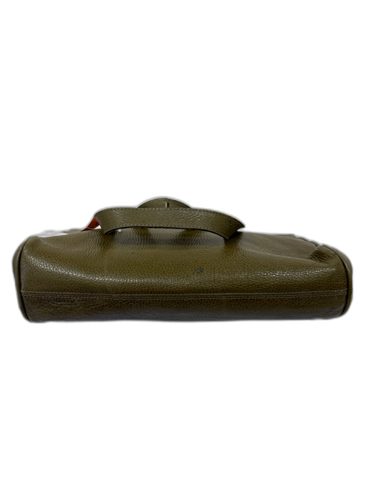 Nina Ricci Olive Green Leather Two Strap Magnetic Snap Gold Tone Hardware Bag Olive Green