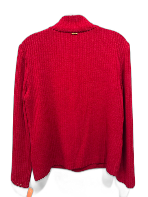 St. John Sport Size S Red & Gold Wool Blend Ribbed Knit Metallic Detail Sweater Red & Gold / S