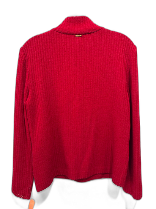 St. John Sport Size S Red & Gold Wool Blend Ribbed Knit Metallic Detail Sweater Red & Gold / S