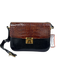 Lana of London Black & Brown Leather Croc Embossed Gold Tone Hardware Bag Black & Brown