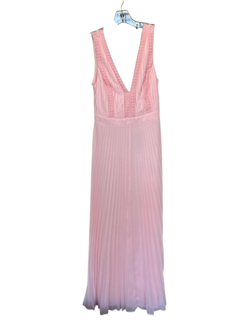Lulus Size S Pink Synthetic Accordian Eyelet Lace Low Back V Neck Gown Pink / S