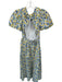 Hyacinth House Size XS Yellow & Blue Cotton Short Balloon Sleeve Botanical Dress Yellow & Blue / XS