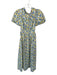 Hyacinth House Size XS Yellow & Blue Cotton Short Balloon Sleeve Botanical Dress Yellow & Blue / XS