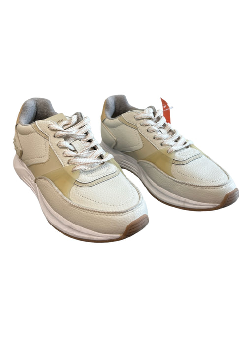Hoff Shoe Size 8 Cream Leather Lace Up Almond Toe Sneaker Shoes Cream / 8