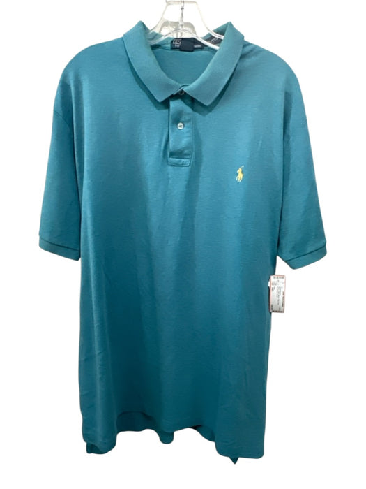 Polo Size XXL Blue Cotton Blend Solid Polo Men's Short Sleeve Blue / XXL