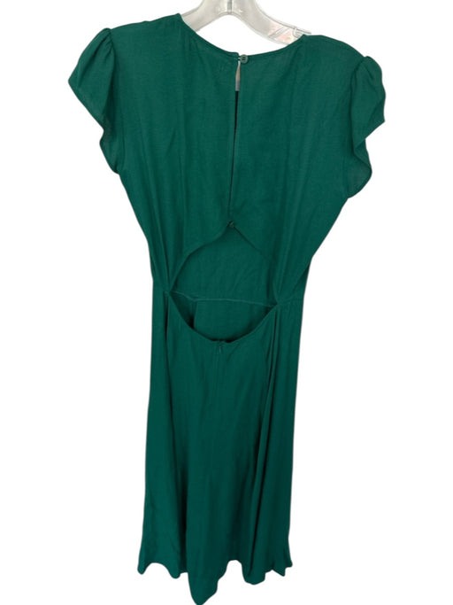 Reformation Size 6 Forest Green Viscose Blend Cap Sleeve Open Back Maxi Dress Forest Green / 6