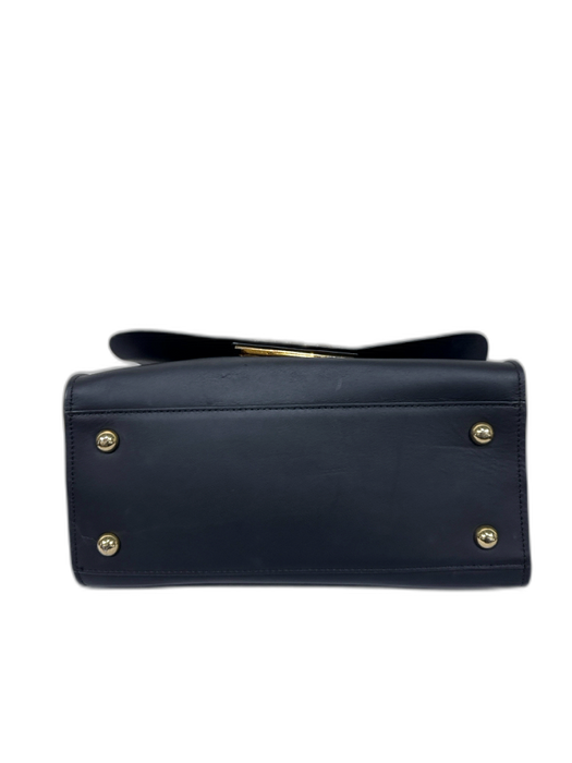 Zac Posen Black Leather goldtone hardware Top Handle Satchel Bag Black