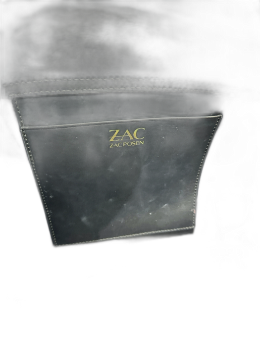Zac Posen Black Leather goldtone hardware Top Handle Satchel Bag Black