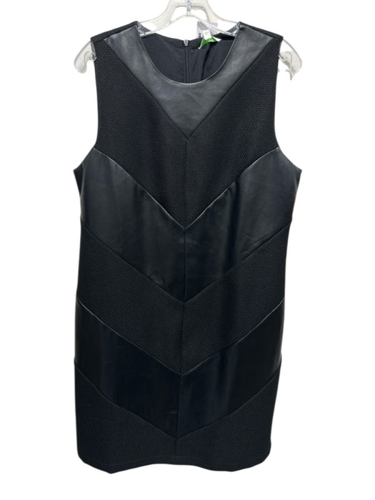 Jade Melody Tam Size L Black Polyester Leather Detail Sleeveless Back Zip Dress Black / L