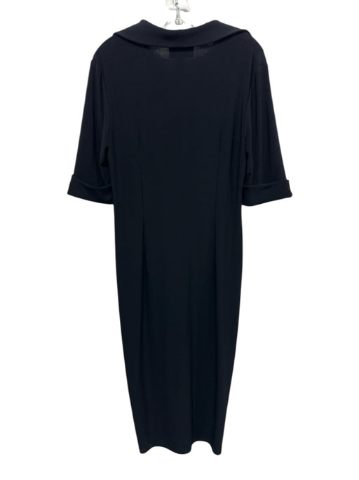 Joseph Ribkoff Size 12 Black Polyester Knot Detail Half Sleeve Collar Dress Black / 12