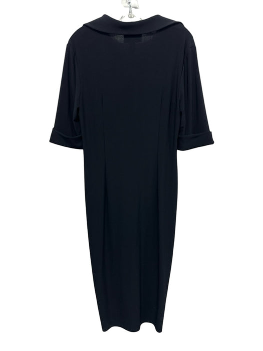 Joseph Ribkoff Size 12 Black Polyester Knot Detail Half Sleeve Collar Dress Black / 12