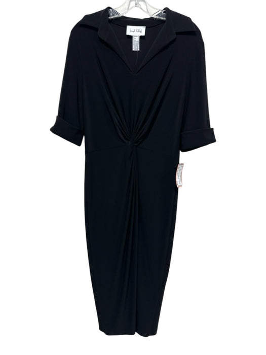 Joseph Ribkoff Size 12 Black Polyester Knot Detail Half Sleeve Collar Dress Black / 12